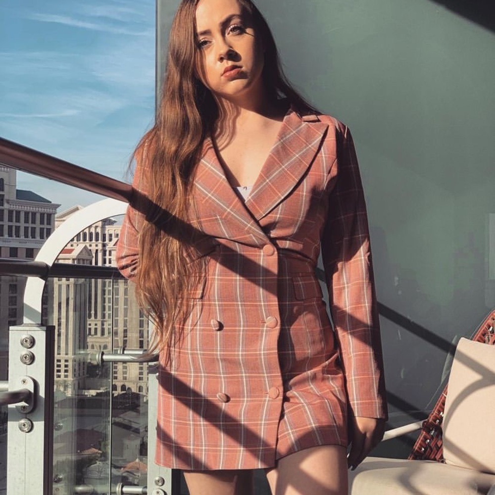 Pink Plaid Blazer Dress